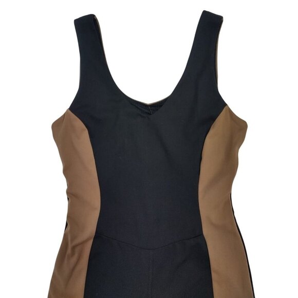 Black and Tan Color Block Sleeveless Flare Leg Scoop Neck SIZE S. Womens . - Picture 4 of 7